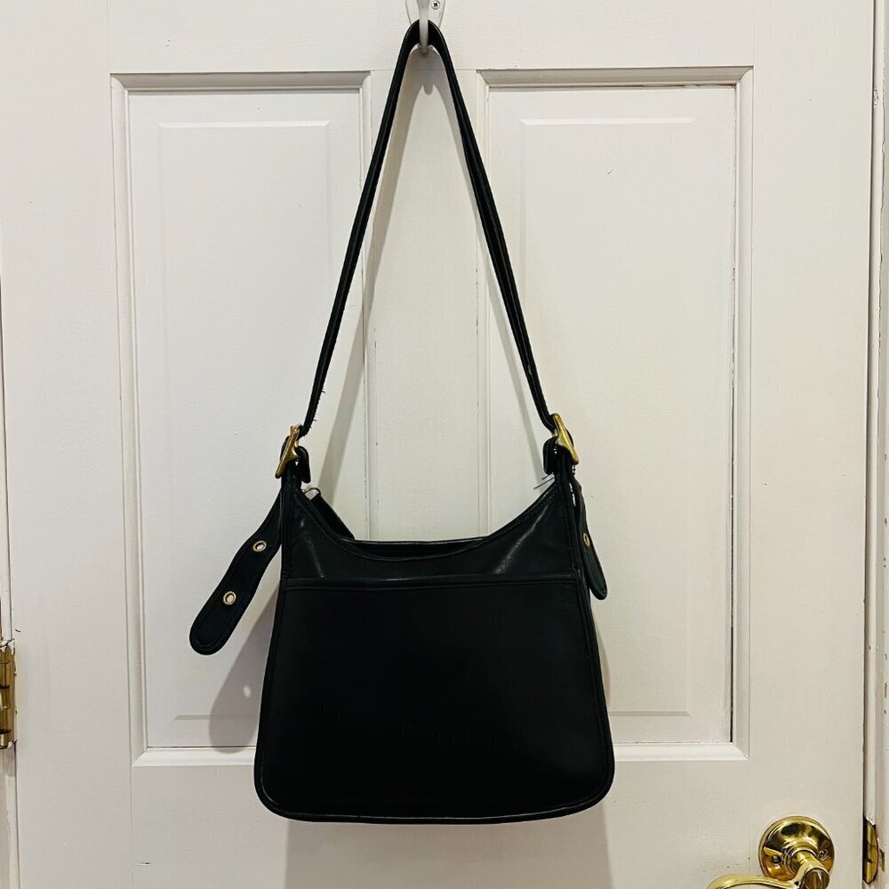 Vintage Coach Bag Purse 9966 USA Black Leather Crossbody Zip Non-smoking